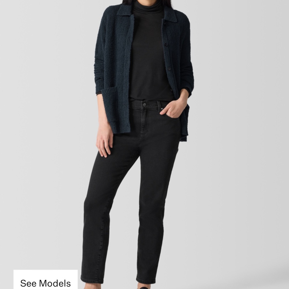 Eileen Fisher Black Organic Cotton Stretch Denim Jeans, XS (2-4)